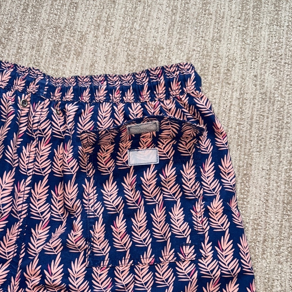 Tom and Teddy Mens XL Navy Pink Lined Swim Trunks Polyester Beach Shorts - Picture 13 of 16
